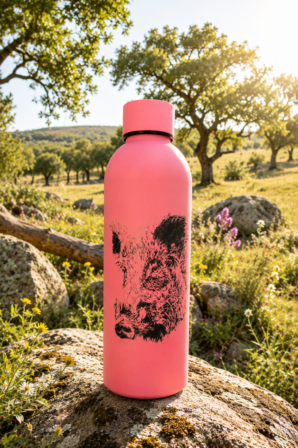 Termo Personalizado de caza en acero Inoxidable - Grabado animal Exclusivo. Jabalí.