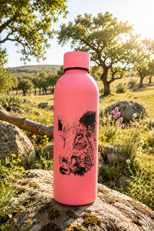 Termo Personalizado de caza en acero Inoxidable - Grabado animal Exclusivo. Jabalí.