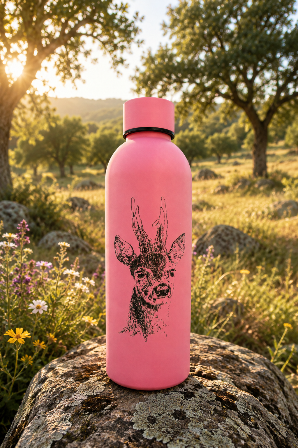 Termo Personalizado de caza en acero Inoxidable - Grabado animal Exclusivo. Corzo.