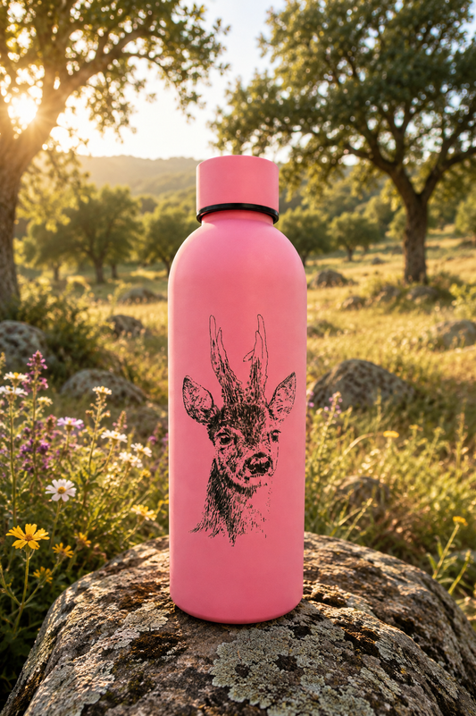Termo Personalizado de caza en acero Inoxidable - Grabado animal Exclusivo. Corzo.