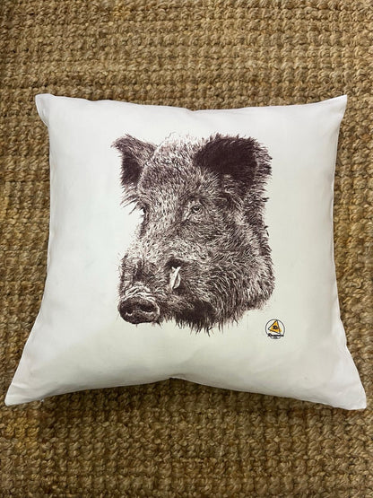 Funda de cojín con Jabalí - Diseño cinegético - 42x42 cm - Decoración.