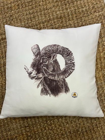 Funda de cojín con Muflón - Diseño cinegético - 42x42 cm - Decoración.