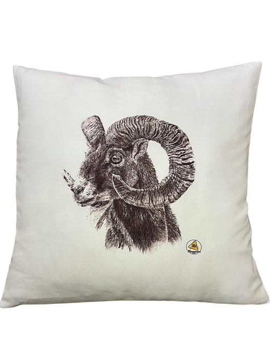 Funda de cojín con Muflón - Diseño cinegético - 42x42 cm - Decoración.