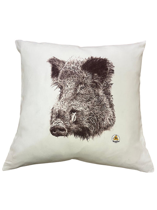 Funda de cojín con Jabalí - Diseño cinegético - 42x42 cm - Decoración.
