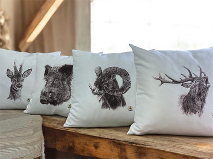 Funda de cojín con Muflón - Diseño cinegético - 42x42 cm - Decoración.