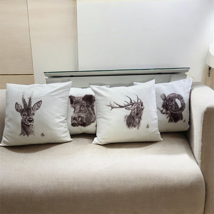 Funda de cojín con Muflón - Diseño cinegético - 42x42 cm - Decoración.